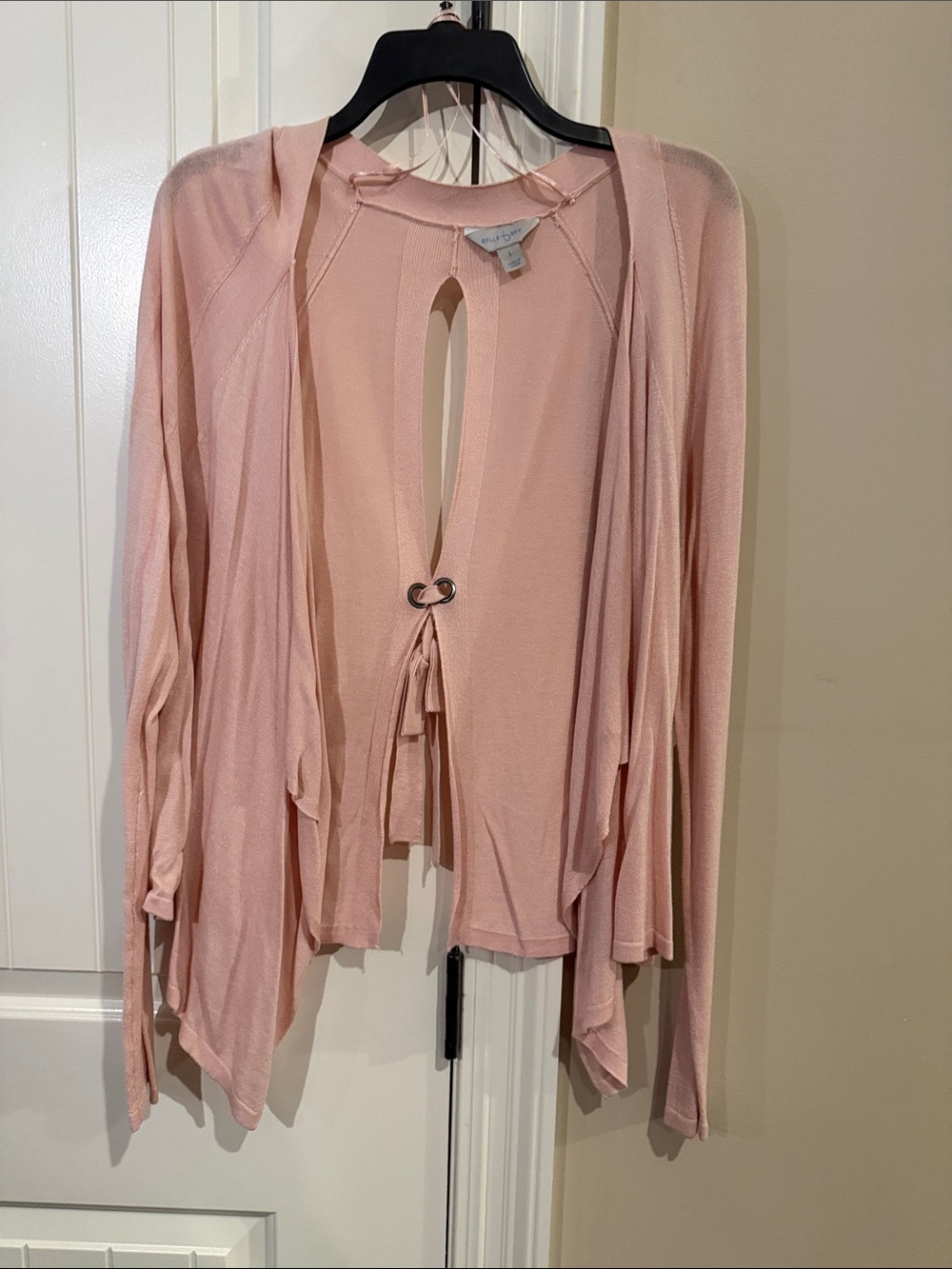 Soft Surroundings Light Pink Open-Front Tie Cardigan Sweater